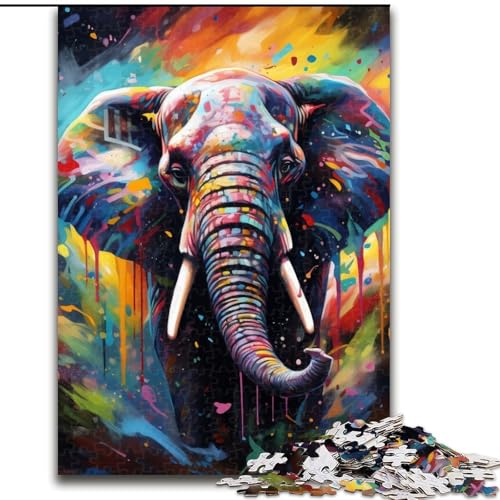Puzzle 1000 Teile Elefantennebel, 1000-teiliges Puzzle, Spaß für die ganze Familie, Basteln, perfekt für Geburtstage, Feiertage (Größe 26x38cm) von WGLINGX