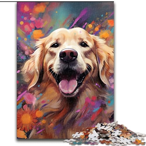 Puzzle 1000 Teile Golden Retriever Unmögliches Puzzle für Erwachsene, Lernspiel, Herausforderungsspielzeug (Größe 26x38cm) von WGLINGX