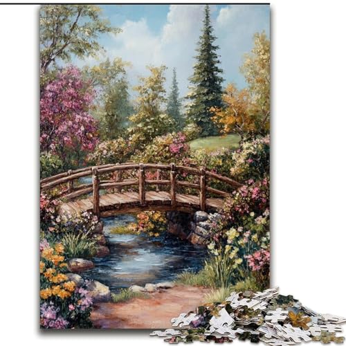 Puzzle 1000 Teile Herbstliche Pappbrücke 1000 Teile Puzzle-Geschenke Herausforderndes DIY-Denkspiel, interaktives Familienspiel (Größe 26x38cm) von WGLINGX