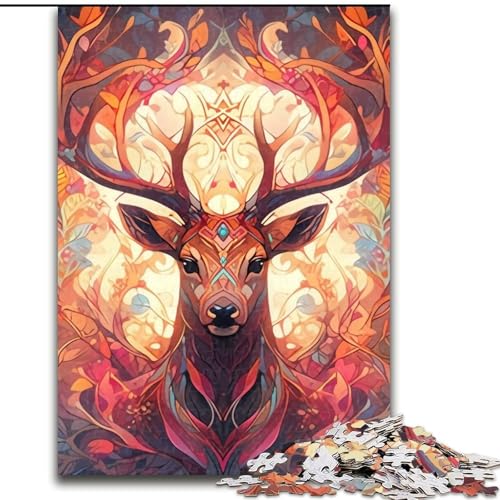Puzzle 1000 Teile Hirsch, 1000-teiliges Puzzle, Spaß für die ganze Familie, Basteln, perfekt für Geburtstage, Feiertage (Größe 26x38cm) von WGLINGX