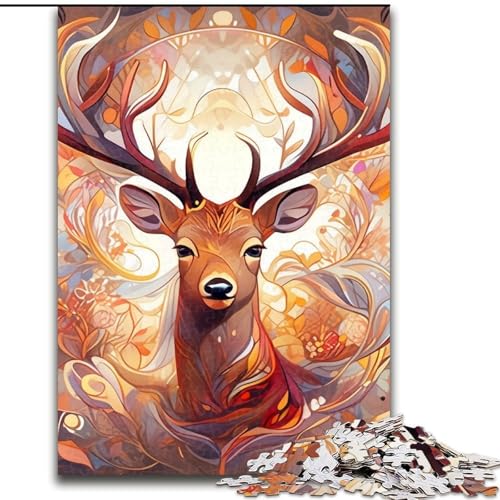 Puzzle 1000 Teile Hirsch, 1000-teiliges Puzzle, Spaß für die ganze Familie, Basteln, perfekt für Geburtstage, Feiertage (Größe 50x75cm) von WGLINGX