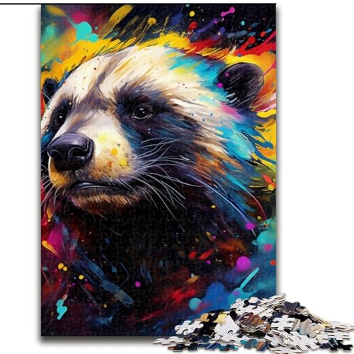 Puzzle 1000 Teile Honigdachs Holzpuzzle für Teenager und Familienspaß, (Größe 50x75cm) von WGLINGX