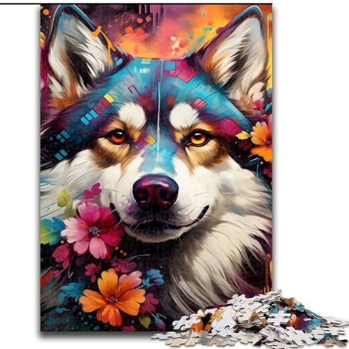 Puzzle 1000 Teile Husky, 1000-teiliges Puzzle, Spaß für die ganze Familie, Basteln, perfekt für Geburtstage, Feiertage (Größe 50x75cm) von WGLINGX