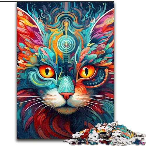 Puzzle 1000 Teile Katzen-Puzzle für Erwachsene, interaktives Familienspiel, Denksportaufgabe, Geschenk, Lernspielzeug (Größe 50x75cm) von WGLINGX