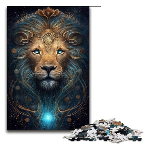 Puzzle 1000 Teile Löwenpuzzle für Erwachsene, Holzpuzzle, anspruchsvolles Spiel (Größe 50 x 75 cm) von WGLINGX
