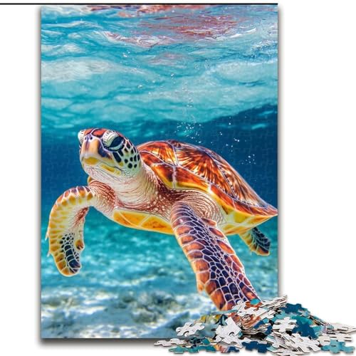 Puzzle 1000 Teile Meeresschildkröten-Puzzle für Erwachsene, Familienaktivitätsspiel für Teenager, anspruchsvolles Denkspiel (Größe 26x38cm) von WGLINGX