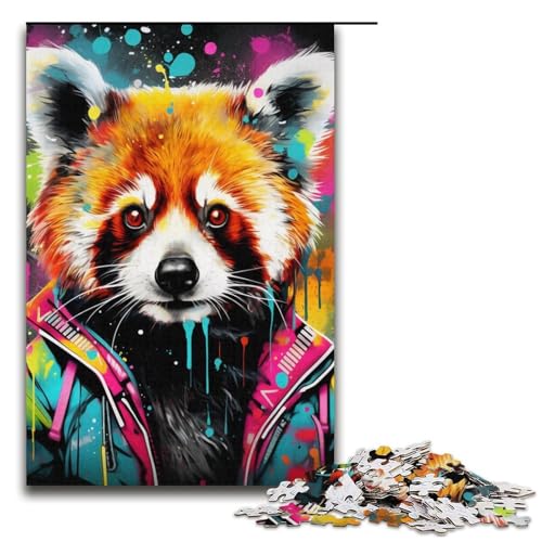 Puzzle 1000 Teile Panda Art Graffiti Puzzle für Erwachsene Kartonpuzzle Herausforderndes Spiel 14,96x10,24 Zoll von WGLINGX