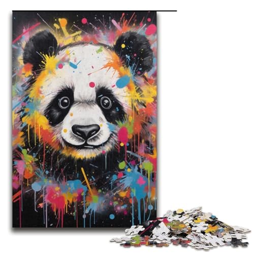 Puzzle 1000 Teile Panda Art Graffiti Puzzle für Erwachsene Kartonpuzzle Herausforderndes Spiel 14,96x10,24 Zoll von WGLINGX
