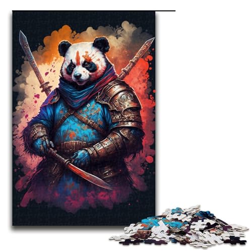 Puzzle 1000 Teile Panda-Krieger-Puzzle für Erwachsene, Holzpuzzle für Familienspaß und Spieleabend (Größe 50 x 75 cm) von WGLINGX