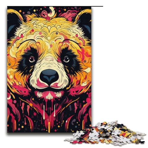 Puzzle 1000 Teile Panda-Tierpuzzle für Erwachsene, Kartonpuzzle, anspruchsvolles Spiel, 14,96 x 10,24 Zoll von WGLINGX