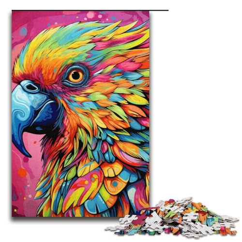 Puzzle 1000 Teile Papageienpuzzle für Erwachsene, Kartonpuzzle, anspruchsvolles Spiel, 14,96 x 10,24 Zoll von WGLINGX