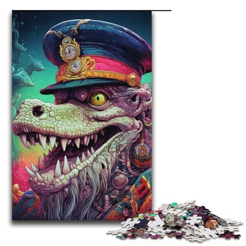 Puzzle 1000 Teile Piratenkapitän Krokodil Puzzle für Erwachsene Kartonpuzzle Herausforderndes Spiel 14,96x10,24 Zoll von WGLINGX