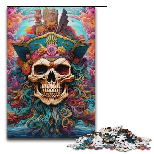 Puzzle 1000 Teile Piratenkapitän Totenkopf Puzzle für Erwachsene Kartonpuzzle Herausforderndes Spiel 14,96x10,24 Zoll von WGLINGX