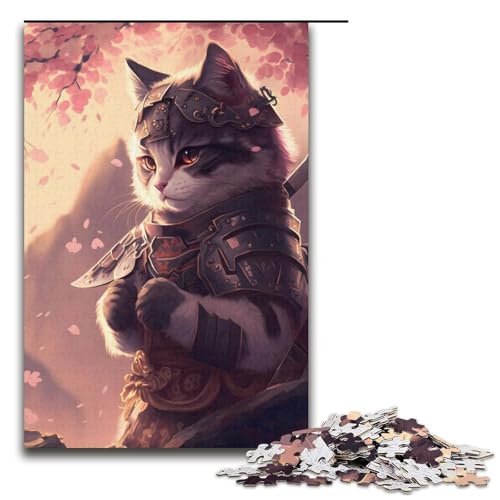 Puzzle 1000 Teile Sakura-Katzen-Puzzle für Erwachsene, Kartonpuzzle, anspruchsvolles Spiel, 14,96 x 10,24 Zoll von WGLINGX