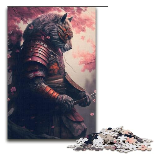 Puzzle 1000 Teile Samurai-Wolf-Puzzle für Erwachsene, Kartonpuzzle, anspruchsvolles Spiel, 14,96 x 10,24 Zoll von WGLINGX