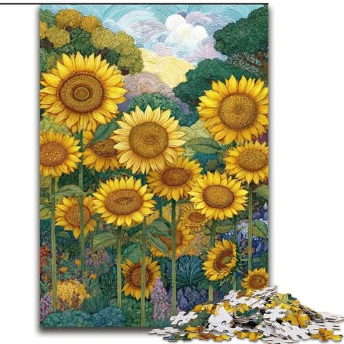 Puzzle 1000 Teile Sonnenblume 1000 Teile Puzzle Geschenke Herausforderndes DIY-Denkspiel, interaktives Familienspiel (Größe 50x75cm) von WGLINGX