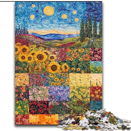 Puzzle 1000 Teile Sonnenblumen-Puzzle für Erwachsene, Familienaktivitätsspiel für Teenager, anspruchsvolles Denkspiel (Größe 50x75cm) von WGLINGX
