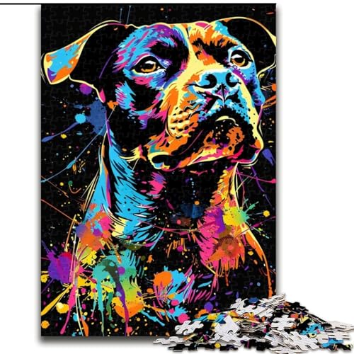 Puzzle 1000 Teile Staffordshire Bullterrier, 1000-teiliges Puzzle, Spaß für die ganze Familie, Basteln, perfekt für Geburtstage, Feiertage (Größe 26x38cm) von WGLINGX