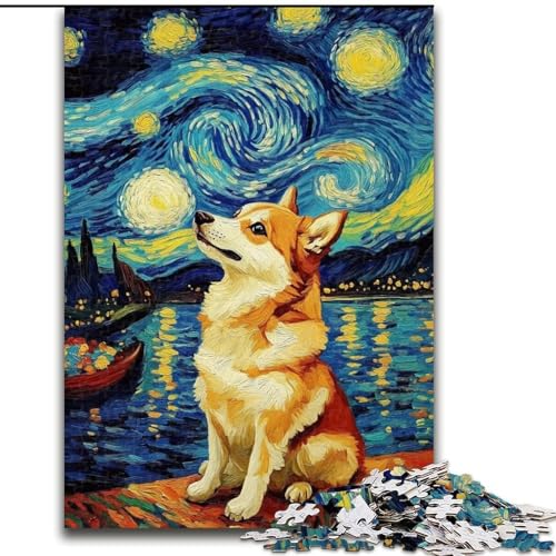Puzzle 1000 Teile Sternennacht, Bezaubernde Huskies, 1000 Teile Puzzle-Geschenke, anspruchsvolles DIY-Denkspiel, interaktives Familienspiel (Größe 26x38cm) von WGLINGX