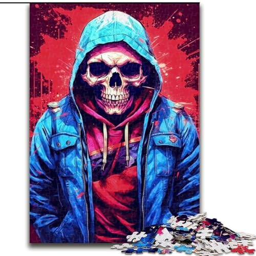 Puzzle 1000 Teile Street Cred Skull Puzzles für Erwachsene, Familienspaß, Basteln, perfekt für Geburtstage, Feiertage, Größe 50x75cm von WGLINGX