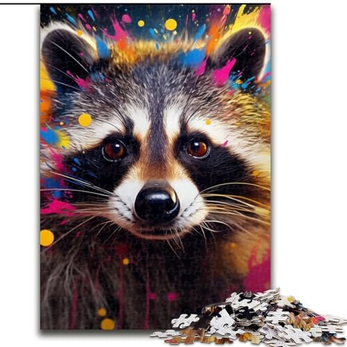 Puzzle 1000 Teile Waschbär, 1000-teiliges Puzzle, Spaß für die ganze Familie, Basteln, perfekt für Geburtstage, Feiertage (Größe 26x38cm) von WGLINGX