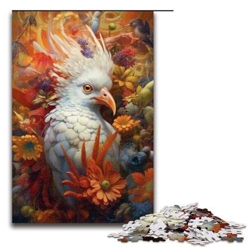 Puzzle 1000 Teile Weißer Papagei Puzzle für Erwachsene, Holzpuzzle für Familienspaß und Spieleabend (Größe 50 x 75 cm) von WGLINGX