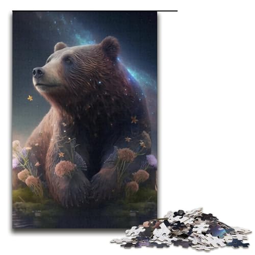 Puzzle 1000 Teile Weltraum-Braunbär-Puzzle für Erwachsene, Kartonpuzzle, anspruchsvolles Spiel, 14,96 x 10,24 Zoll von WGLINGX