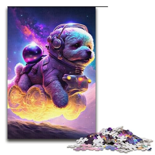 Puzzle 1000 Teile Weltraumhund-Puzzle für Erwachsene, Kartonpuzzle, anspruchsvolles Spiel, 14,96 x 10,24 Zoll von WGLINGX