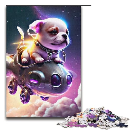 Puzzle 1000 Teile Weltraumhund-Puzzle für Erwachsene, Kartonpuzzle, anspruchsvolles Spiel, 14,96 x 10,24 Zoll von WGLINGX