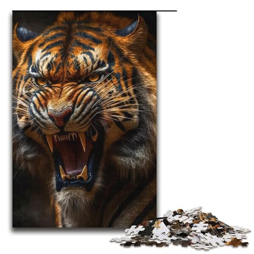 Puzzle 1000 Teile Wilde Säbelzahntiger Puzzle für Erwachsene Papppuzzle Herausforderndes Spiel 14,96x10,24 Zoll von WGLINGX