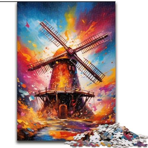 Puzzle 1000 Teile Windmühle, 1000-teiliges Puzzle, Spaß für die ganze Familie, Basteln, perfekt für Geburtstage, Feiertage (Größe 26x38cm) von WGLINGX