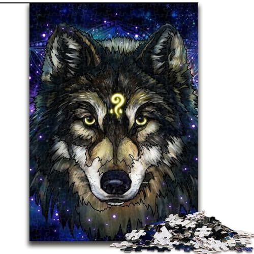 Puzzle 1000 Teile Wolf 1000-teiliges Puzzle für Erwachsene Weihnachten Halloween Muttertag Neujahr Ostergeschenk (Größe 26x38cm) von WGLINGX