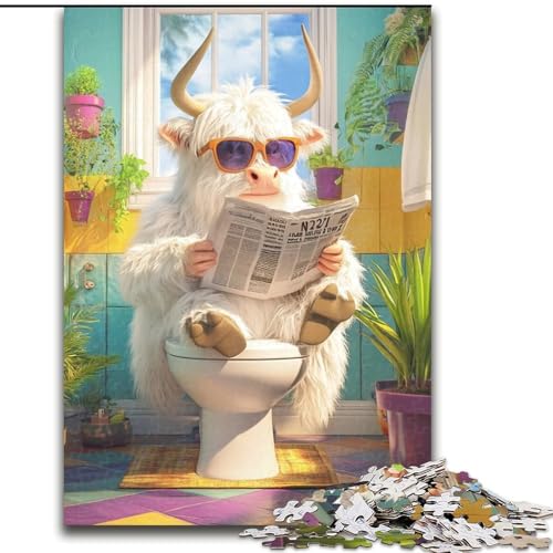 Puzzle 1000 Teile Yak Go Toilette Puzzle für Erwachsene, interaktives Familienspiel, Gehirn-Herausforderungsgeschenk (Größe 26x38cm) von WGLINGX