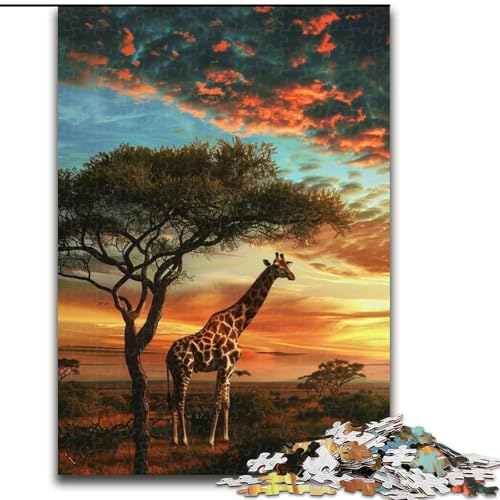 Puzzle 1000 Teile für Erwachsene, Afrikanische Graslandgiraffe, 1000-teiliges Puzzle, interaktives Familienspiel, Denksportgeschenk, Lernspielzeug (Größe 26x38cm) von WGLINGX