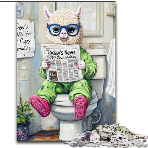 Puzzle 1000 Teile für Erwachsene, Alpaca Go Toilet, 1000-teiliges Puzzle, Lernspiele, schöne Dekoration (Größe 26x38cm) von WGLINGX