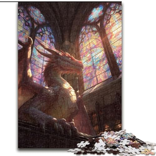 Puzzle 1000 Teile für Erwachsene, Anime-Drache, unmögliches Puzzle für Erwachsene, Kunstwerk-Dekor, Intelligenzspielzeug für Familien-Indoor-Spiele (Größe 26x38cm) von WGLINGX