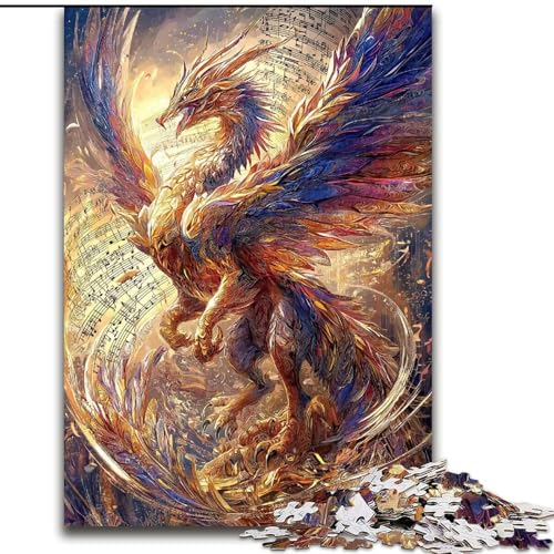 Puzzle 1000 Teile für Erwachsene, Anime-Drache, unmögliches Puzzle für Erwachsene, Kunstwerk-Dekor, Intelligenzspielzeug für Familien-Indoor-Spiele (Größe 50x75cm) von WGLINGX