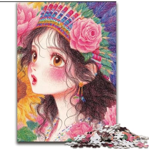 Puzzle 1000 Teile für Erwachsene, Anime-Mädchen-Puzzle, 1000 Teile, interaktives Familienspiel, geeignet für Kinder ab 14 Jahren (Größe 50x75cm) von WGLINGX