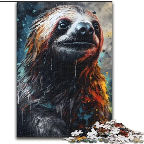 Puzzle 1000 Teile für Erwachsene, Anthrazit, Faultier-Porträt, 1000-teiliges Puzzle, Spielzeug, Geschenk, pädagogisches intellektuelles Entspannungsspiel, lustiges Familienspiel, Größe 26x38cm von WGLINGX