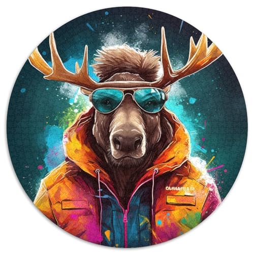Puzzle 1000 Teile für Erwachsene, Art Moose, 1000-teiliges rundes Puzzle für Erwachsene, pädagogisches Denkspiel, künstlerische Heim- und Bürodekoration, ab 14 Jahren, 1000 Teile (67,5x67,5cm) von WGLINGX