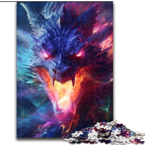 Puzzle 1000 Teile für Erwachsene, Astral Dragons Fury, Holzpuzzle, interaktives Familienspiel, Denksportaufgabe, Geschenk, Lernspielzeug (Größe 26x38cm) von WGLINGX