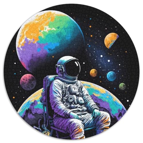 Puzzle 1000 Teile für Erwachsene, Astronaut, 1000-teiliges rundes Puzzle für Erwachsene, anspruchsvolles DIY-Denkspiel, perfektes Familienspiel oder dekoratives Geschenk, 1000 Teile (67,5x67,5cm) von WGLINGX