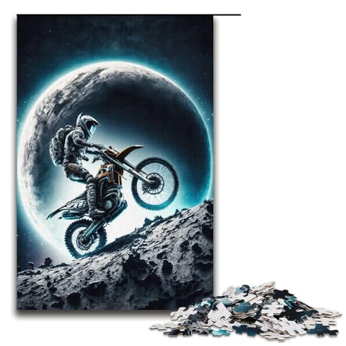 Puzzle 1000 Teile für Erwachsene, Astronaut auf Motorrad, Puzzle für Teenager ab 14 Jahren, 38 x 26 cm von WGLINGX