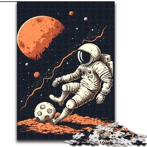Puzzle 1000 Teile für Erwachsene, Astronaut spielt Fußball, Holzpuzzle, interaktives Familienspiel, Denksportaufgabe, Geschenk, Lernspielzeug (Größe 26x38cm) von WGLINGX