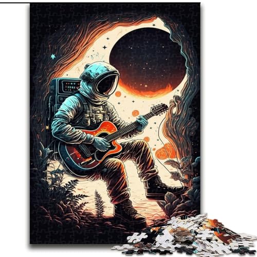 Puzzle 1000 Teile für Erwachsene, Astronaut spielt Gitarre, Puzzle 1000 Teile für Erwachsene, interaktives Familienspiel, DIY-Heimdekoration, Gehirn-Herausforderung, Geschenk (Größe 26x38cm) von WGLINGX