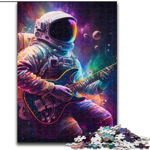 Puzzle 1000 Teile für Erwachsene, Astronaut spielt Gitarre, Unmögliches Puzzle für Erwachsene, interaktives Familienspiel, ideal für Teenager, Denksport-Geschenk (Größe 38x26cm) von WGLINGX