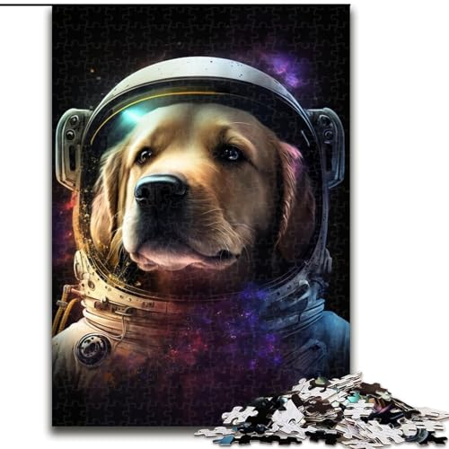 Puzzle 1000 Teile für Erwachsene, Astronautenhund, Holzpuzzle, Teenager, Stressabbau, Cooles einzigartiges Geschenk für die Familie (Größe 26x38cm) von WGLINGX