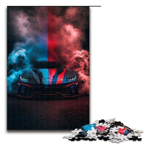 Puzzle 1000 Teile für Erwachsene, Auto, Lernpuzzle, Weihnachtswunschliste mit Weihnachtsmann, 50 x 75 cm von WGLINGX