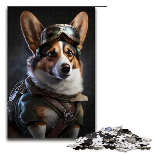Puzzle 1000 Teile für Erwachsene, Aviator Corgi-Puzzle für Jugendliche ab 14 Jahren, 50 x 75 cm von WGLINGX