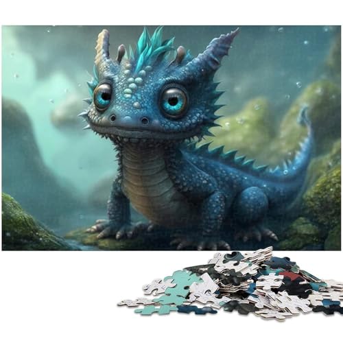 Puzzle 1000 Teile für Erwachsene, Baby-Drache-Puzzle für Geschenke, Weihnachtswunschliste mit Weihnachtsmann, Größe 38 x 26 cm von WGLINGX
